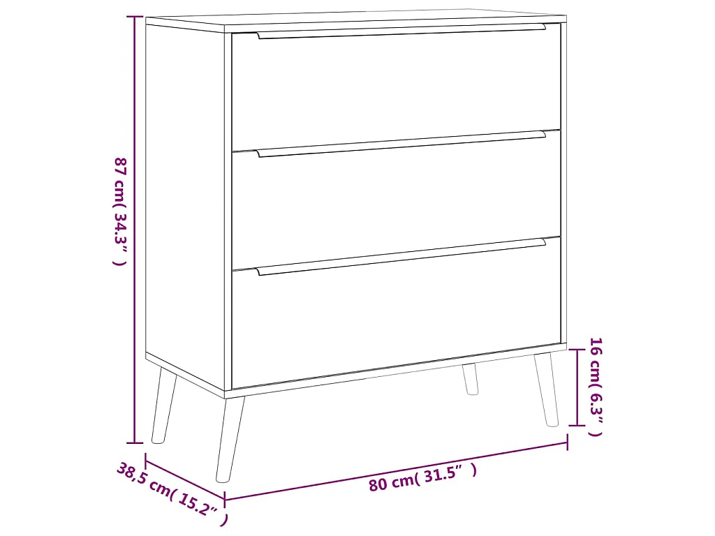 Kommode Lusk 03A Sonoma-Eiche 80x38,5x87 cm