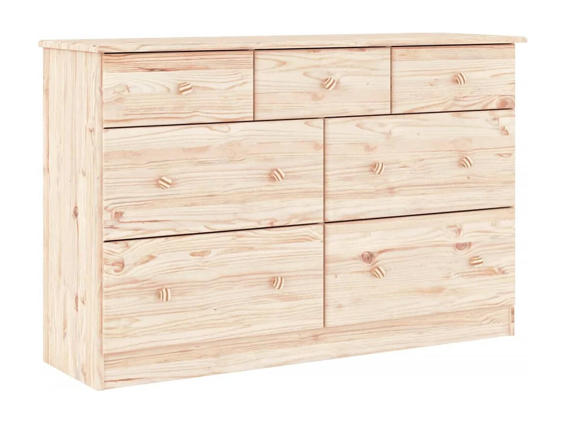 Cassettiera ALTA 112x35x73 cm in Legno Massello di Pino