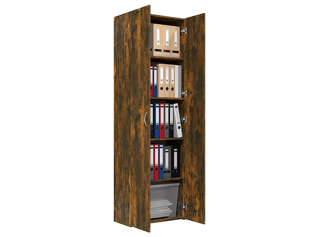 Armoire de bureau Chêne fumé 60x32x190 cm Bois d'ingénierie