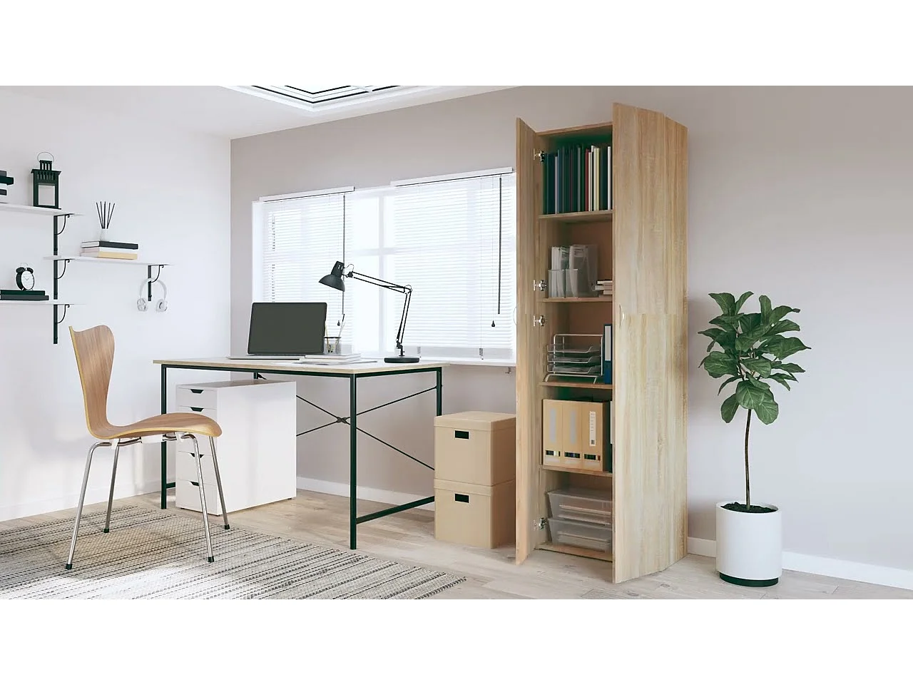 Armoire de bureau Chêne sonoma 60x32x190 cm Bois d'ingénierie