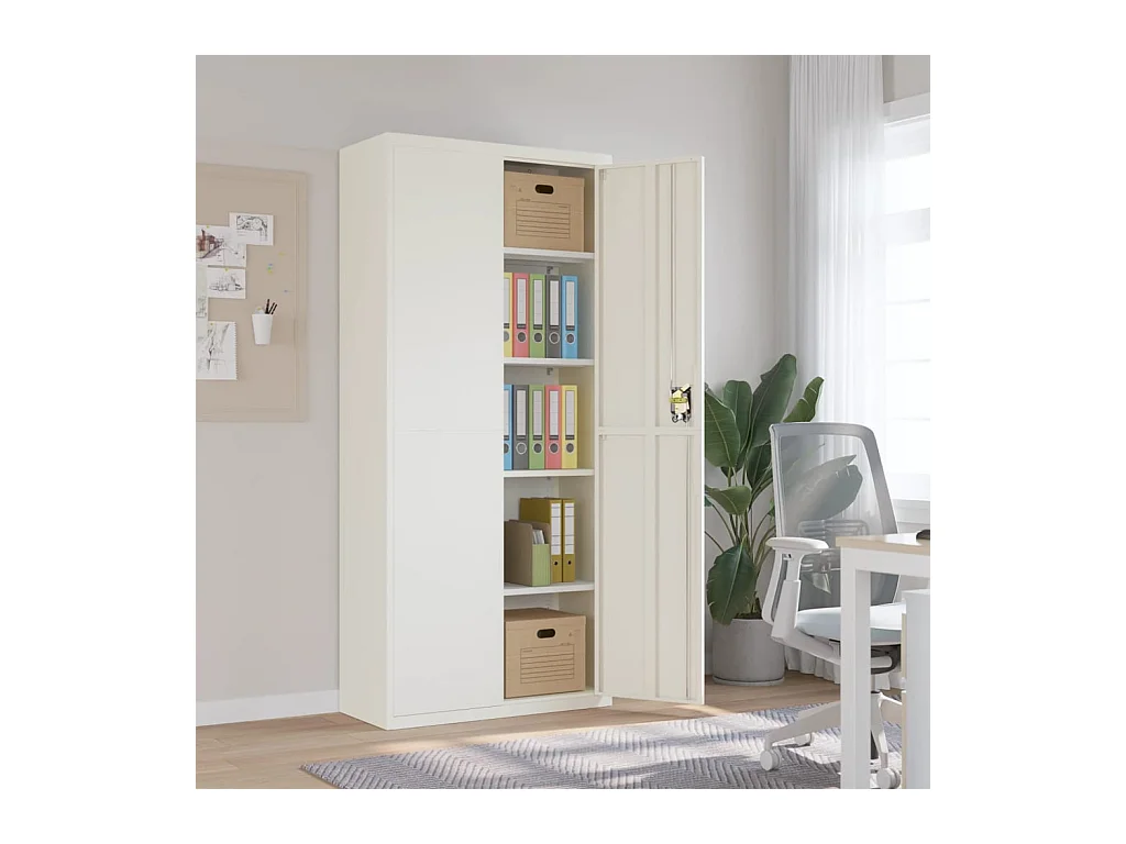 Classeur blanc 90x40x200 cm acier