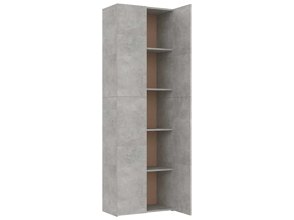 Armoire de bureau Gris béton 60x32x190 cm Bois d'ingénierie