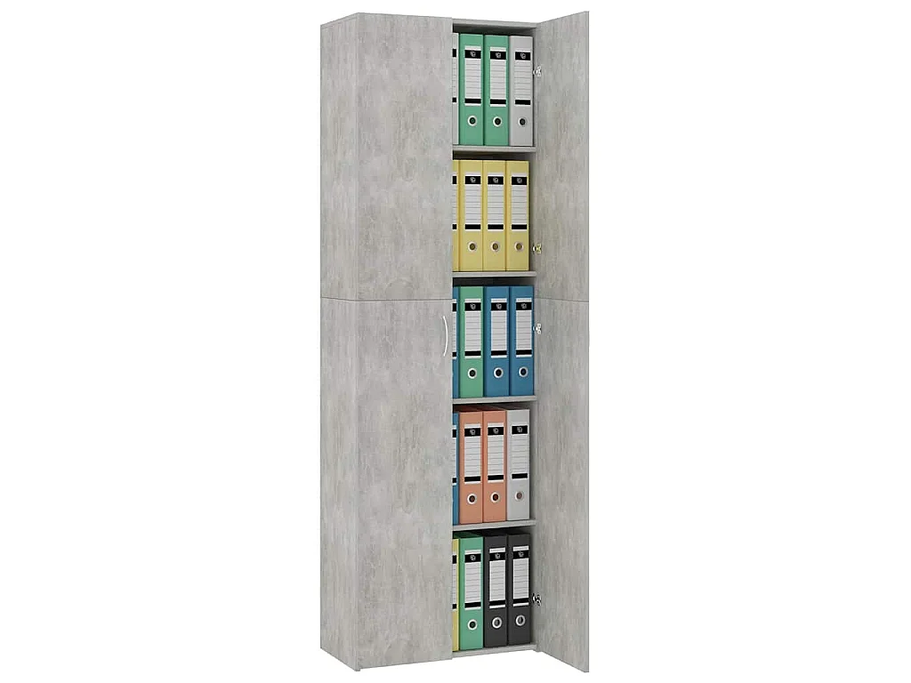 Armoire de bureau Gris béton 60x32x190 cm Bois d'ingénierie