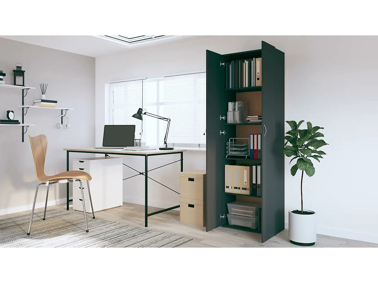 Armoire de bureau Noir 60x32x190 cm Bois d'ingénierie