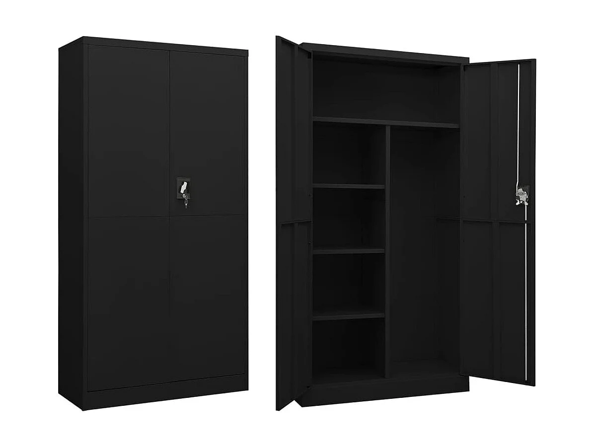 Schließfachschrank Schwarz 90x40x180 cm Stahl