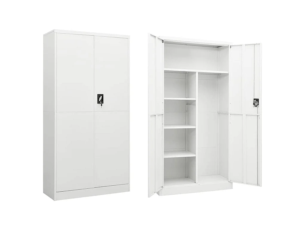 Armadio con Ripiani Bianco 90x40x180 cm in Acciaio
