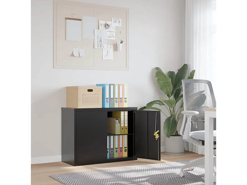 Aktenschrank Schwarz 90x40x70 cm Stahl