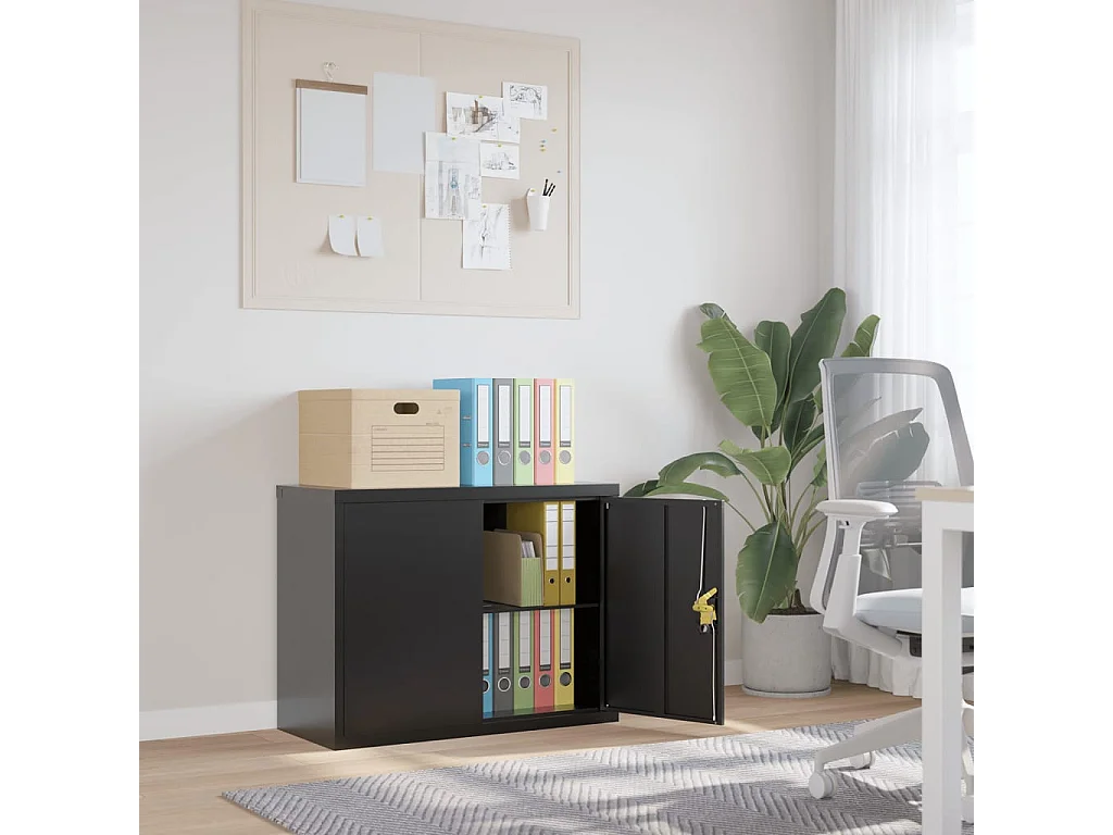 Aktenschrank Schwarz 90x40x70 cm Stahl
