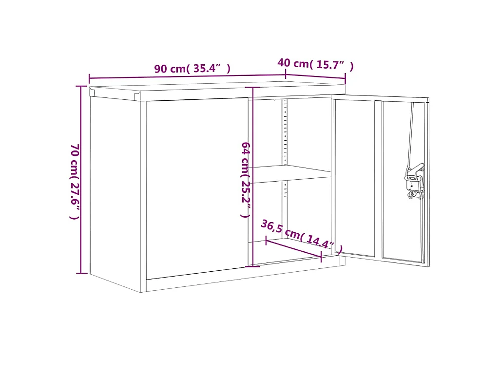 Aktenschrank Schwarz 90x40x70 cm Stahl