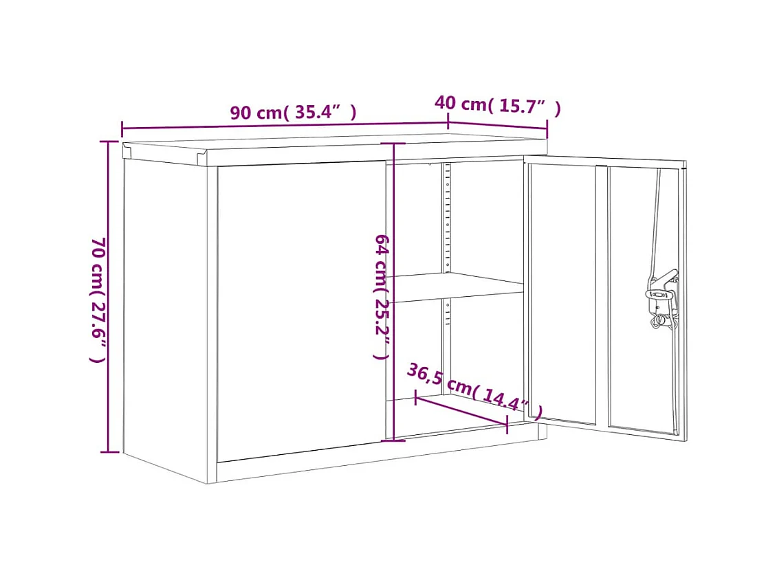 Armadio Classificatore Antracite 90x40x70 cm in Acciaio