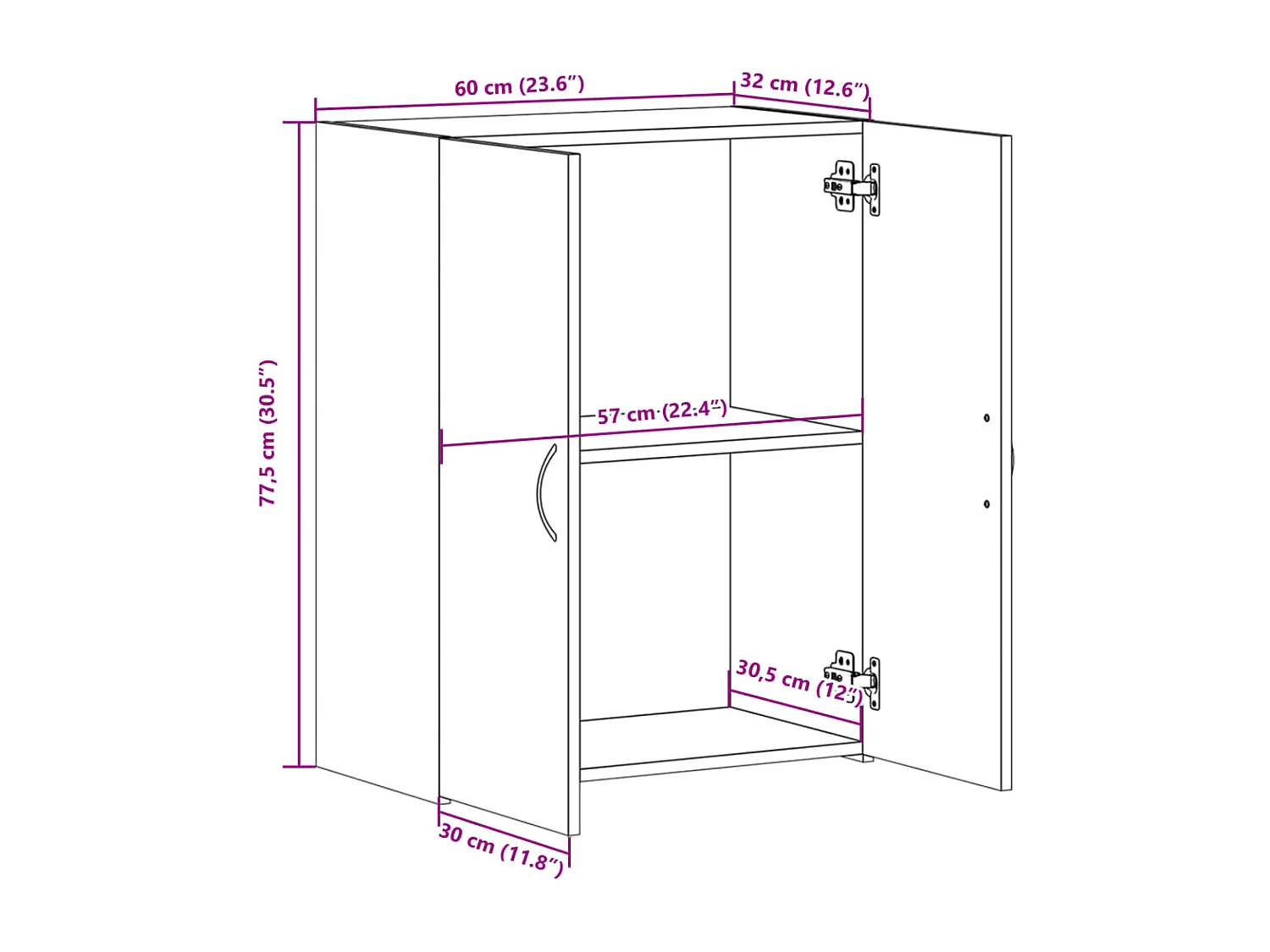 Armario archivador madera ingeniería roble ahumado 60x32x77,5cm