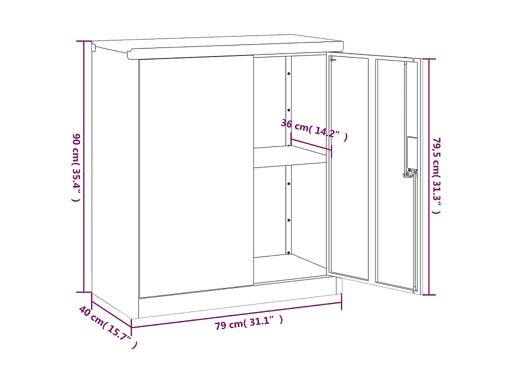 Archiefkast 79x40x90 cm staal antracietkleurig