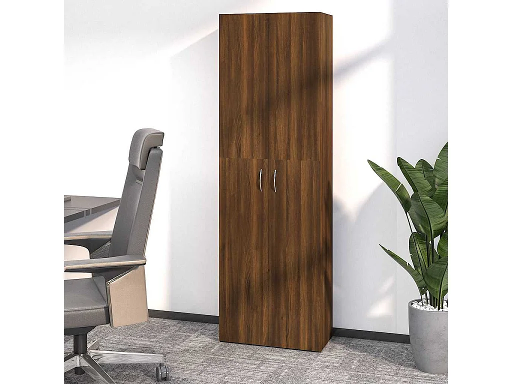 Kantoorkast 60x32x190 cm bewerkt hout bruin eikenkleur