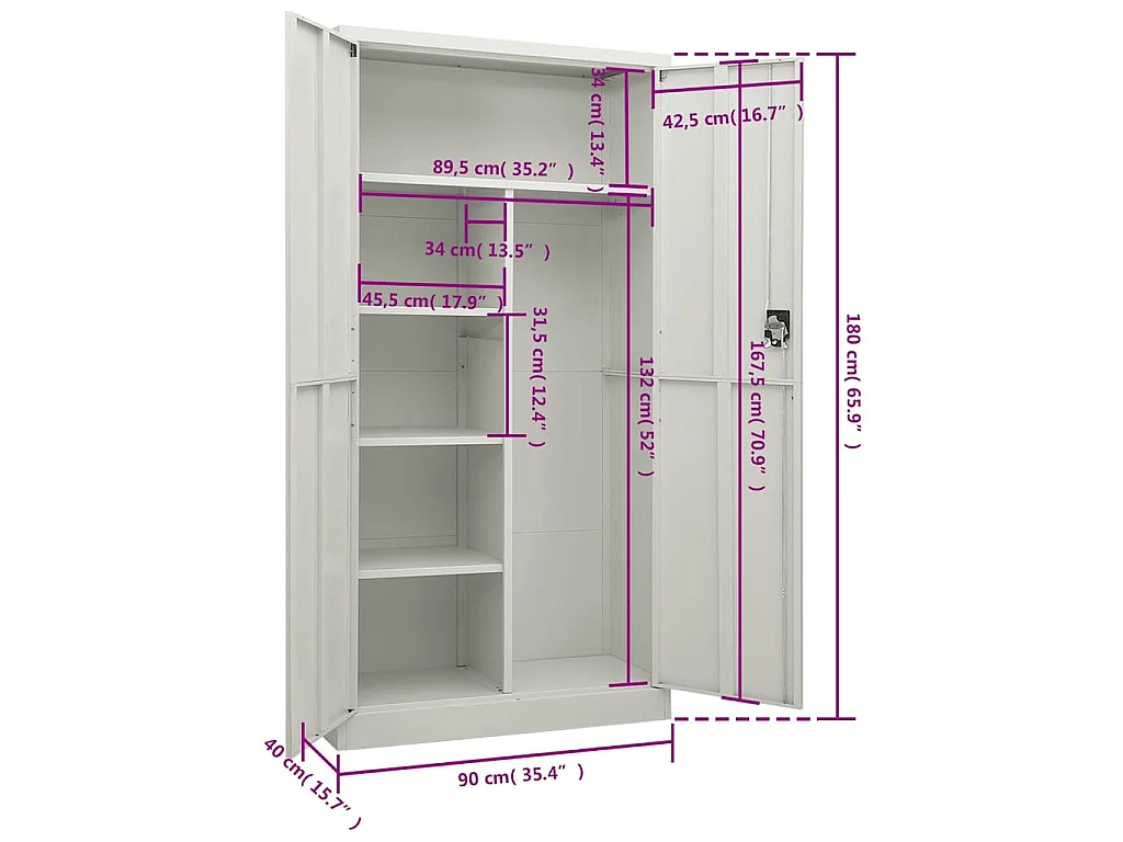 Schließfachschrank Hellgrau 90x40x180 cm Stahl