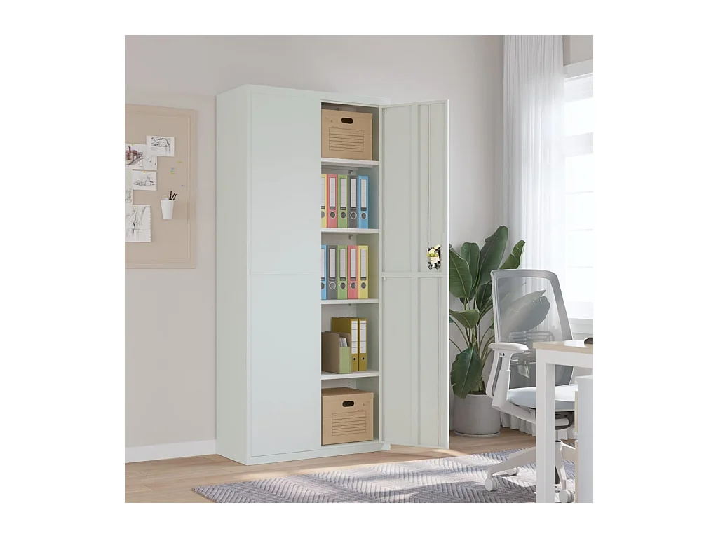 Classeur gris clair 90x40x200 cm acier
