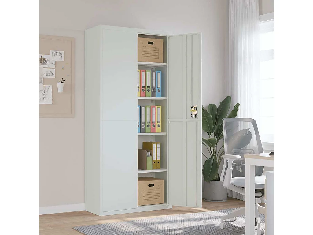 Classeur gris clair 90x40x200 cm acier