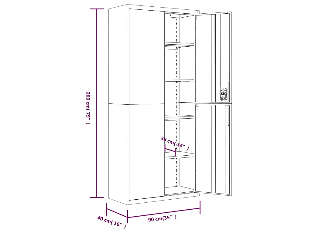 Armadio Classificatore Grigio Chiaro 90x40x200 cm in Acciaio