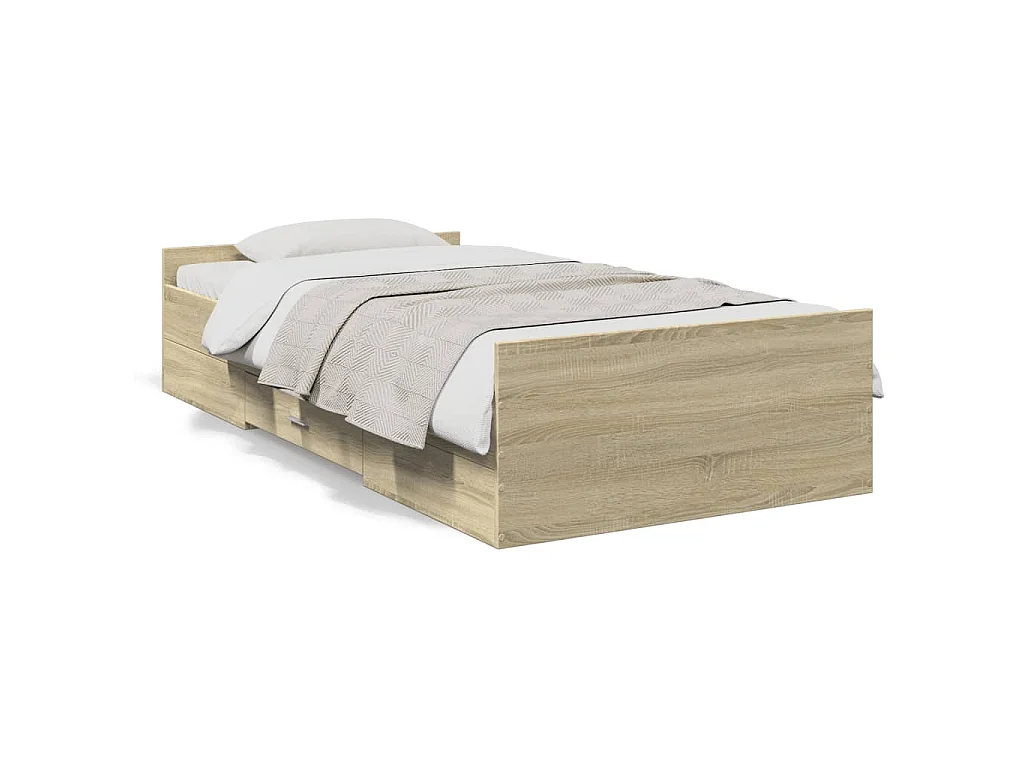 Cadre de lit avec tiroirs sans matelas chêne sonoma 90x200 cm