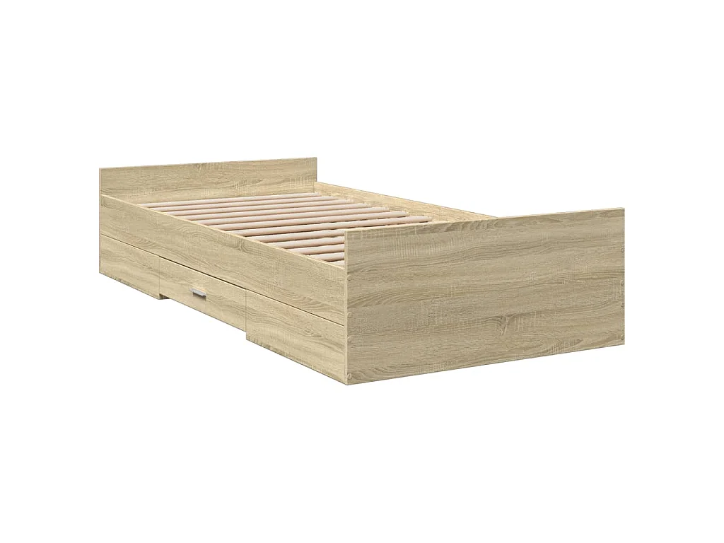 Cadre de lit avec tiroirs sans matelas chêne sonoma 90x200 cm
