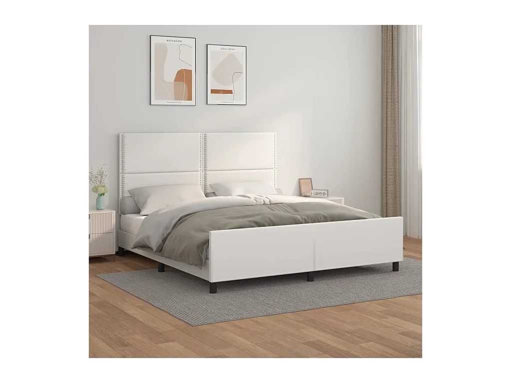 Giroletto con Testiera Bianco 180x200 cm in Similpelle