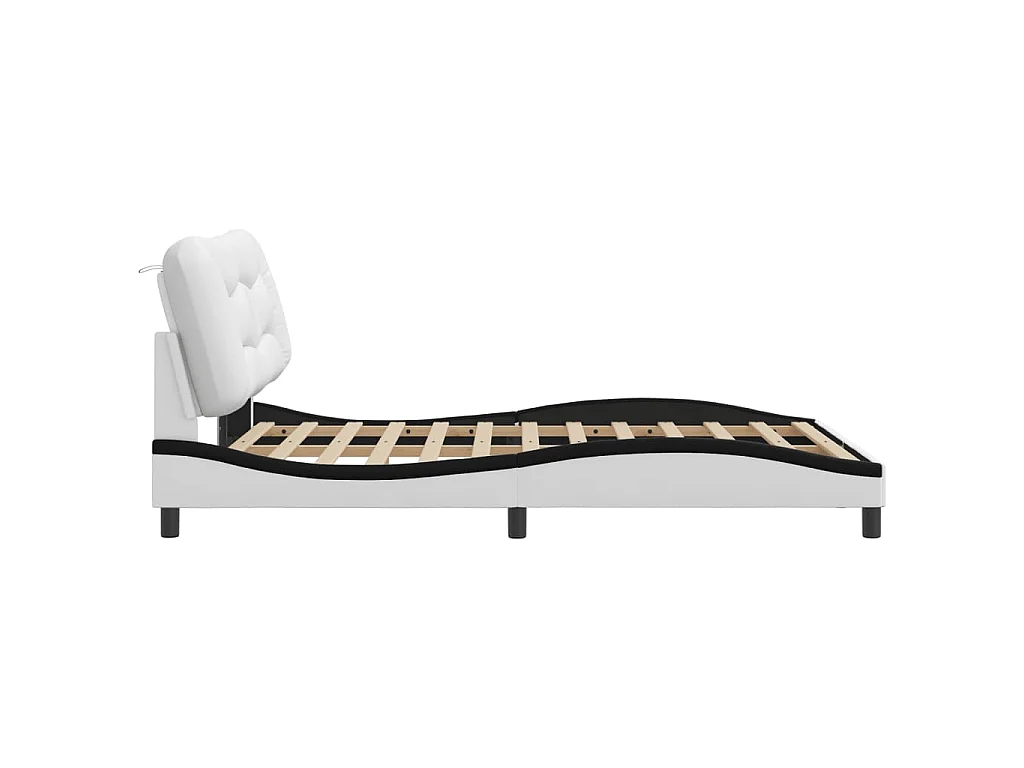 Bedframe met LED zonder matras "Hvar" wit en zwart 120x200 cm