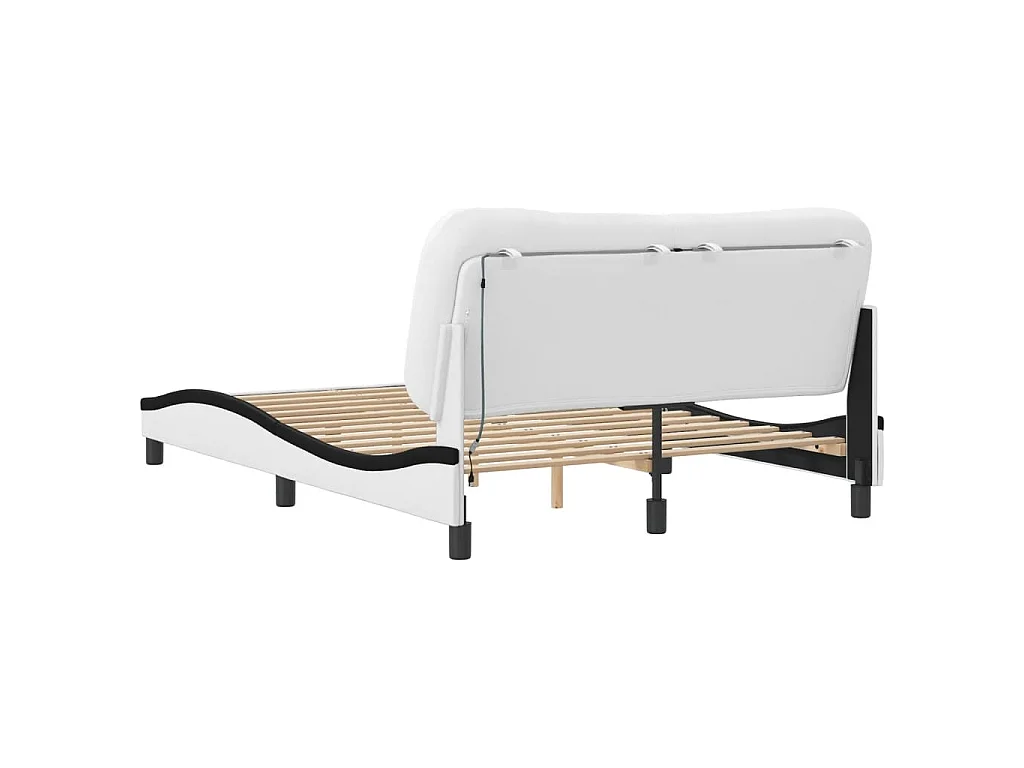 Bedframe met LED zonder matras "Hvar" wit en zwart 120x200 cm