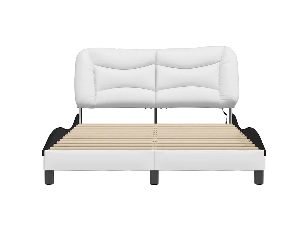 Cadre de lit avec LED sans matelas Hvar blanc et noir 120x200 cm