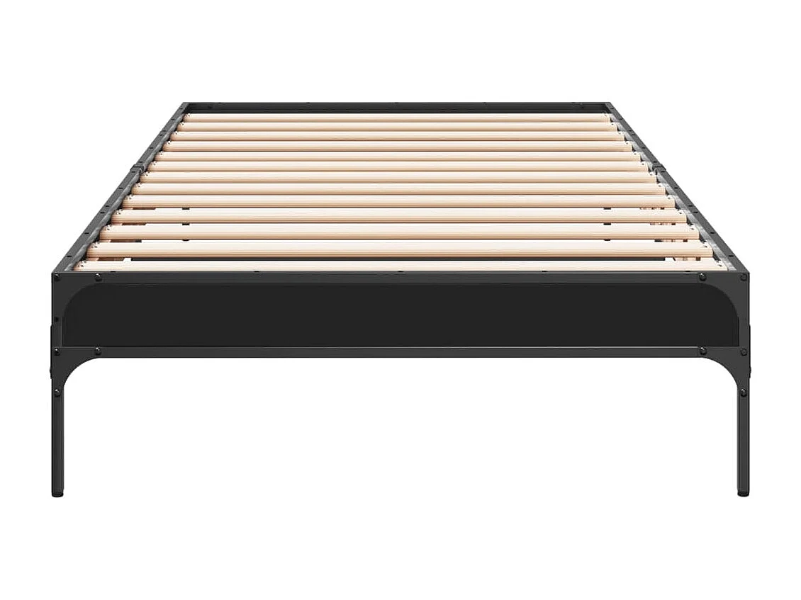 Bedframe bewerkt hout en metaal zwart 100x200 cm