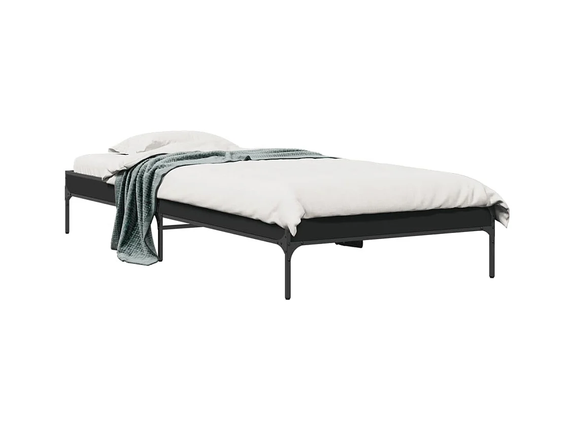 Bettgestell Schwarz 100x200 cm Holzwerkstoff und Metall