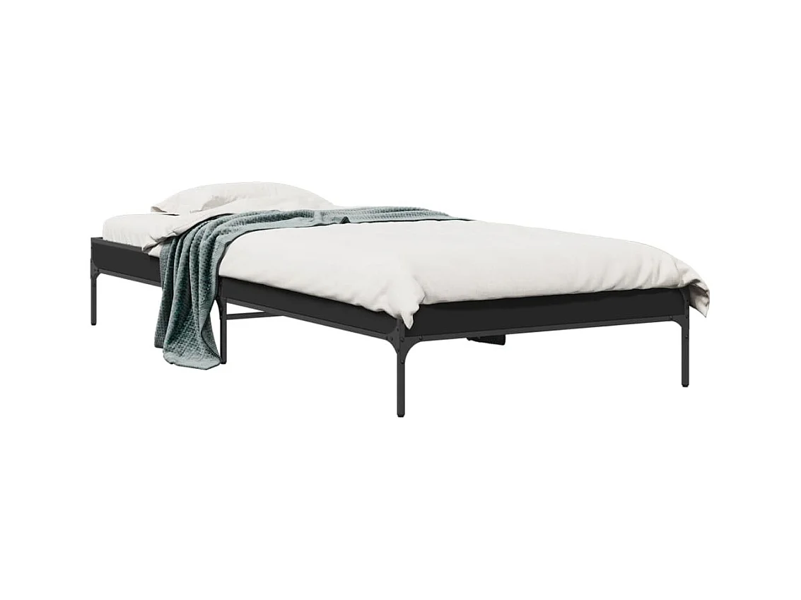 Bettgestell Schwarz 100x200 cm Holzwerkstoff und Metall