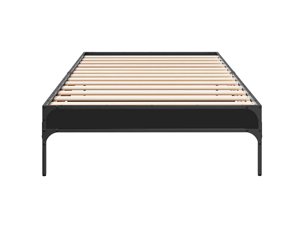Bedframe bewerkt hout en metaal zwart 100x200 cm