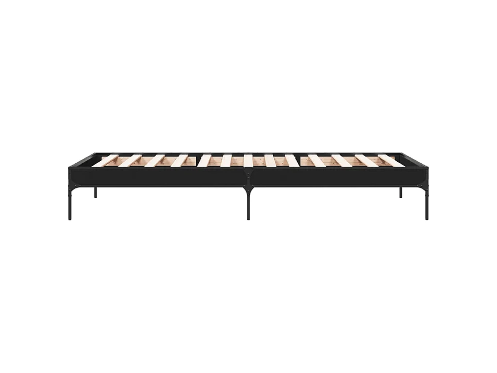 Bedframe bewerkt hout en metaal zwart 100x200 cm