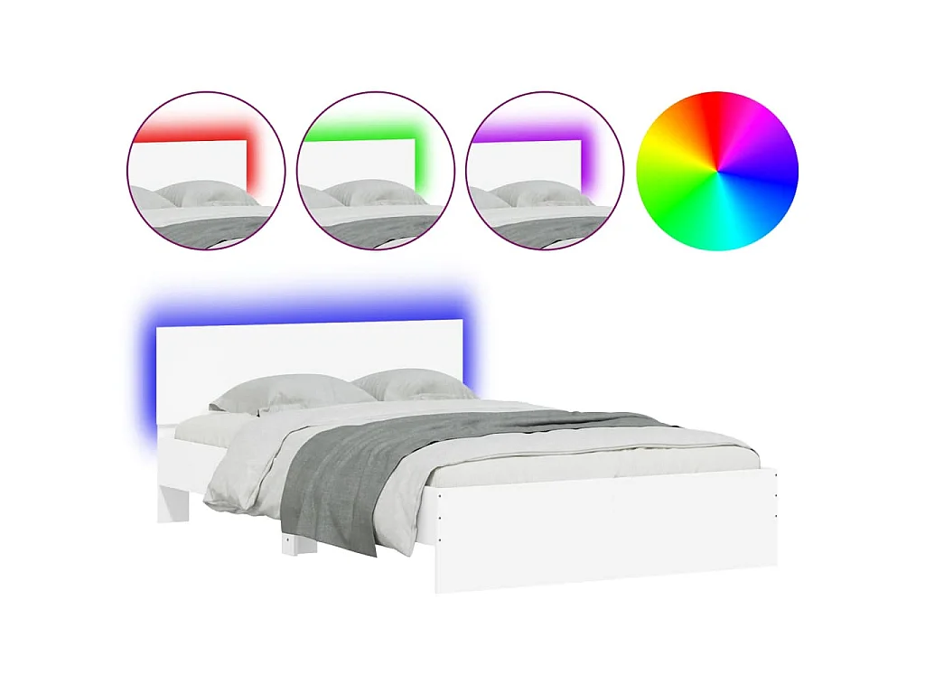 Cadre de lit avec LED sans matelas blanc 135x190 cm