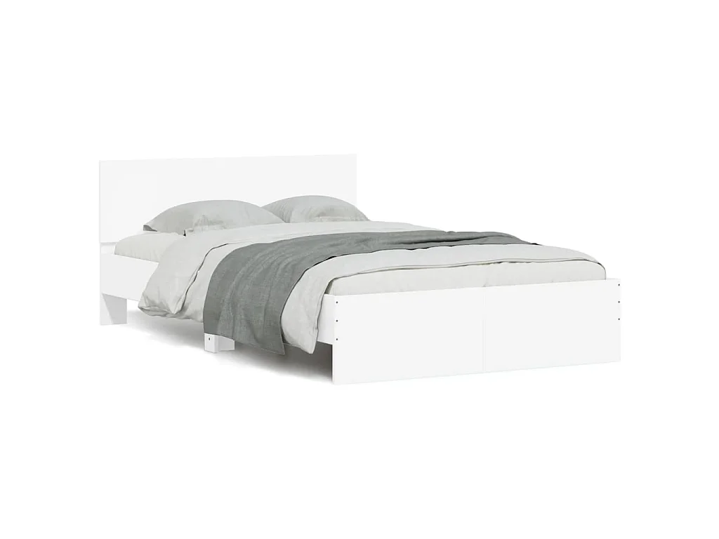 Cadre de lit avec LED sans matelas blanc 135x190 cm