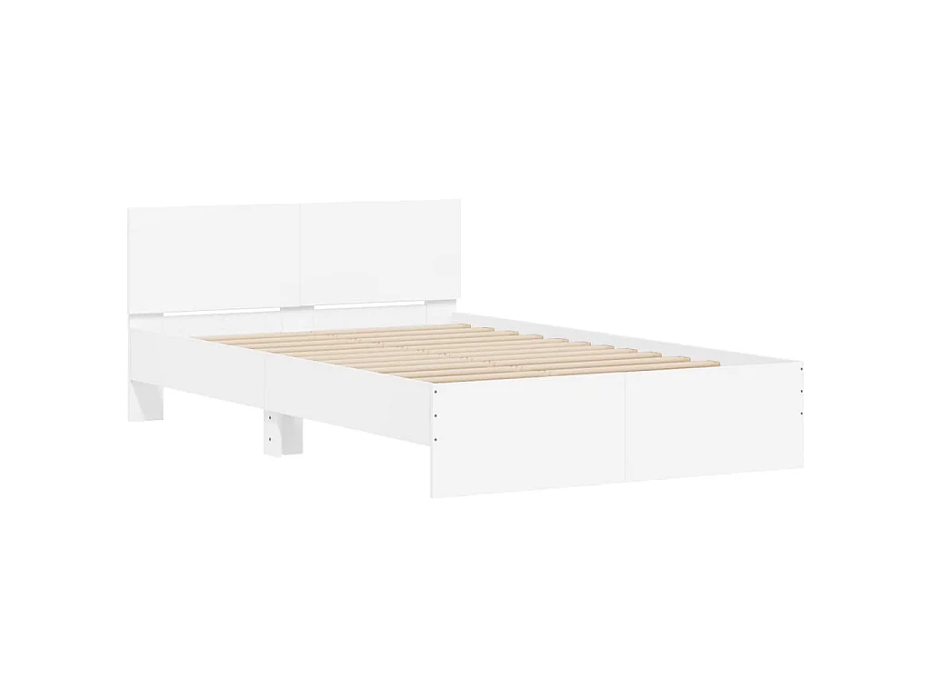 Cadre de lit avec LED sans matelas blanc 135x190 cm