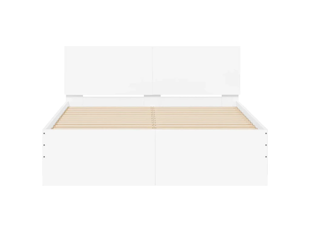 Cadre de lit avec LED sans matelas blanc 135x190 cm