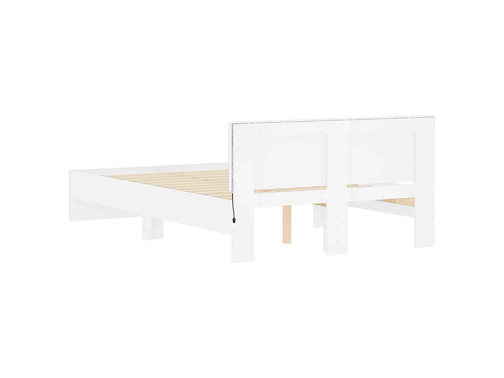 Cadre de lit avec LED sans matelas blanc 135x190 cm