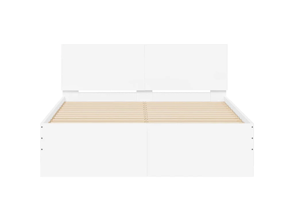 Cadre de lit avec LED sans matelas blanc 135x190 cm