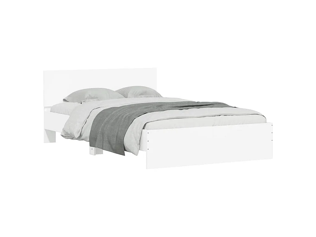 Cadre de lit avec LED sans matelas blanc 135x190 cm