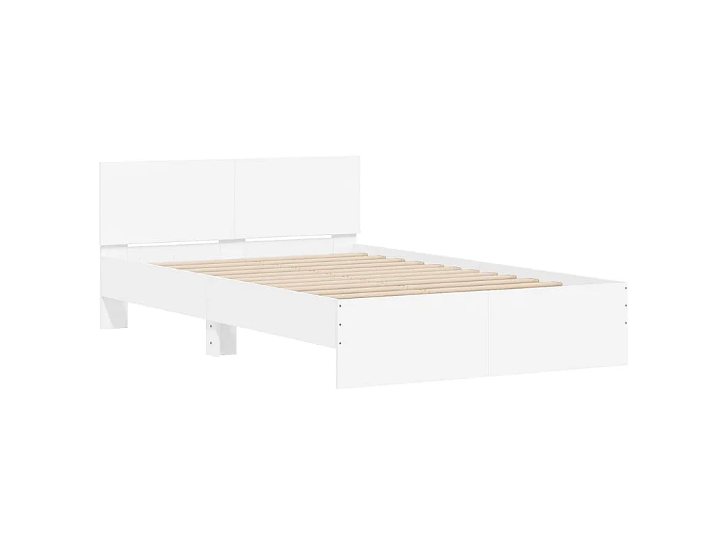 Cadre de lit avec LED sans matelas blanc 135x190 cm