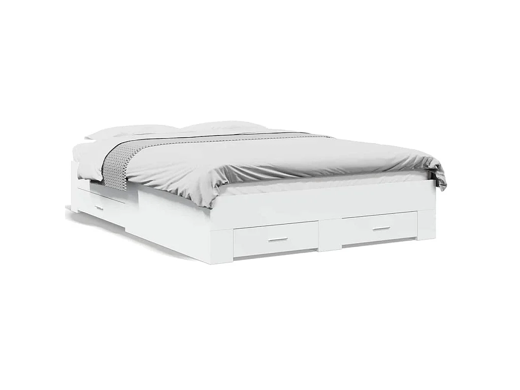 Estrutura de cama c/ gavetas 140x190cm derivados madeira branco