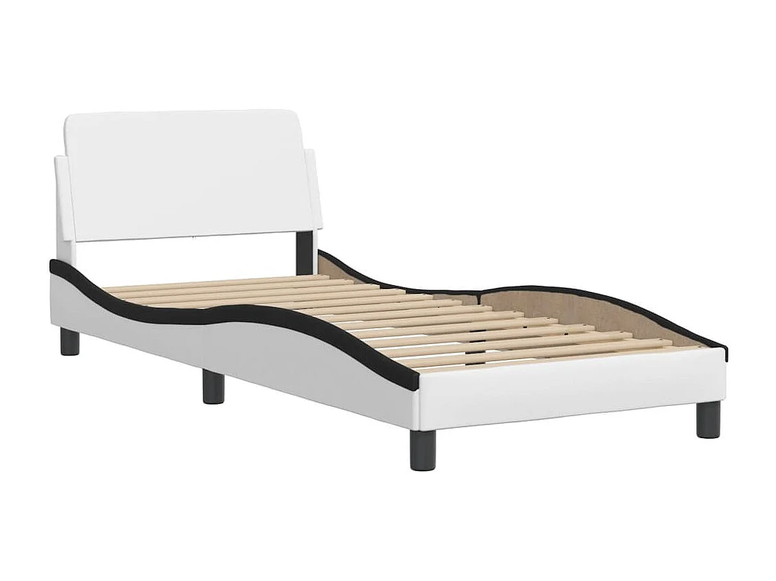 Cadre de lit sans matelas Zadar blanc et noir 100x200 cm similicuir