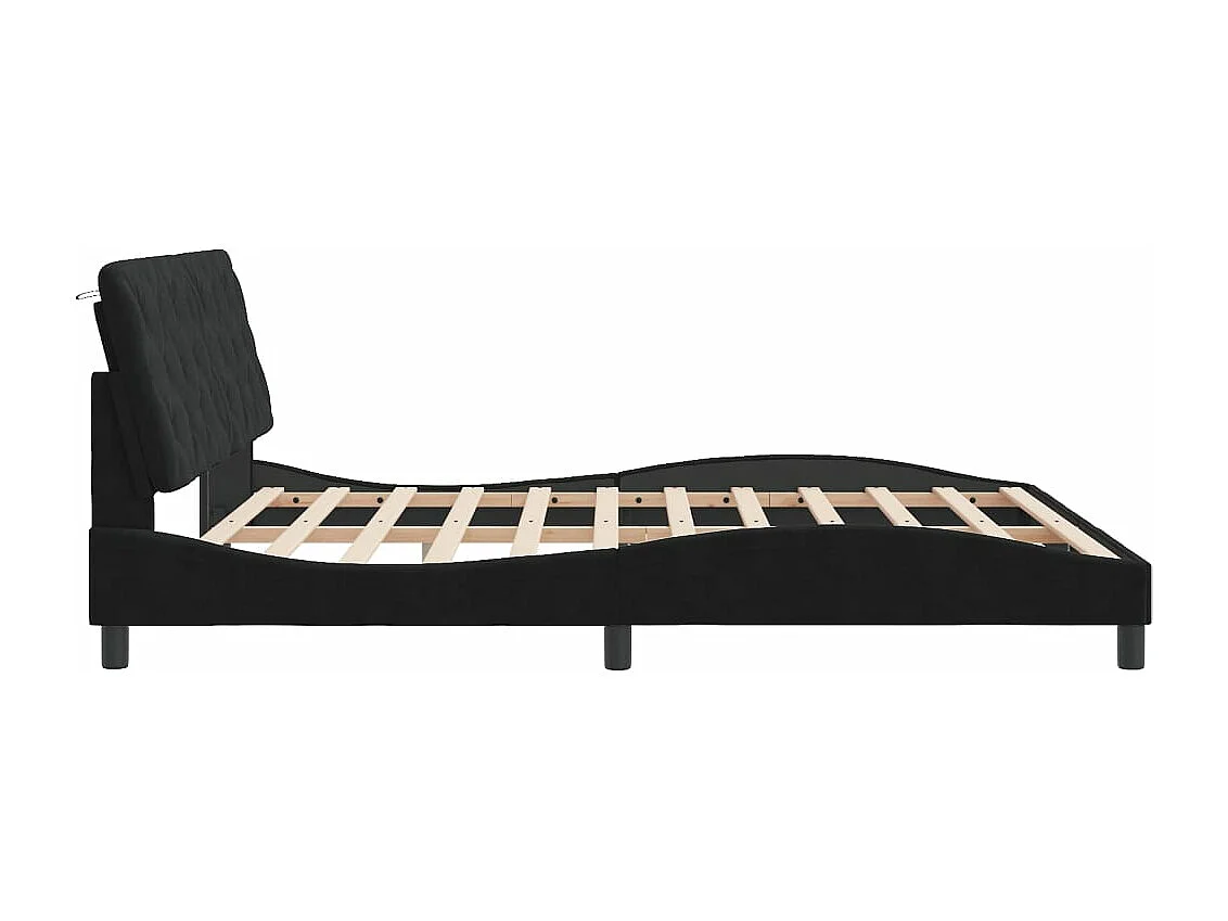 Cadre de lit avec LED sans matelas noir 180x200 cm velours