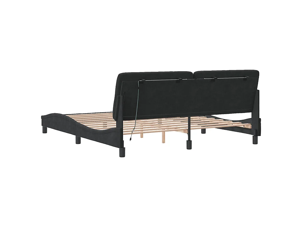 Estrutura de cama com LED sem colchão 180x200 cm veludo preto