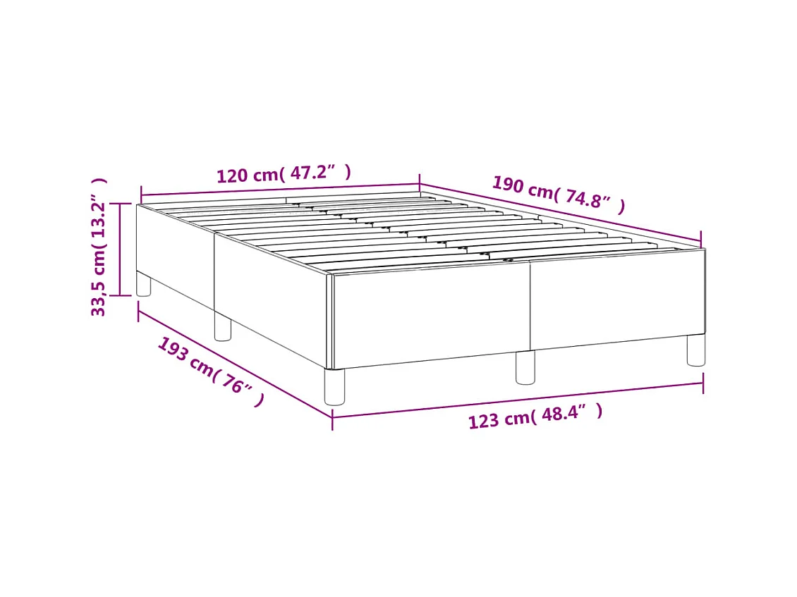 Cadre de lit sans matelas noir 120x190 cm tissu
