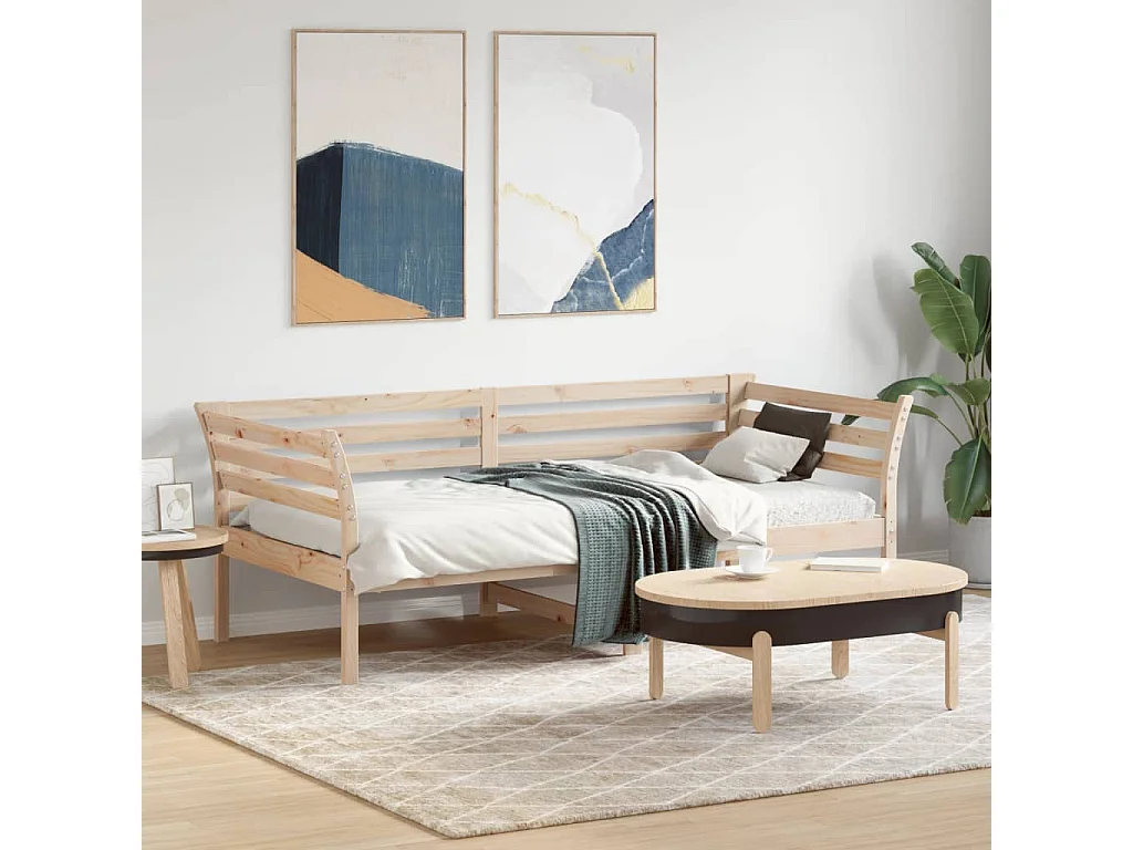 Sofá-cama sem colchão 90x190 cm madeira de pinho maciça