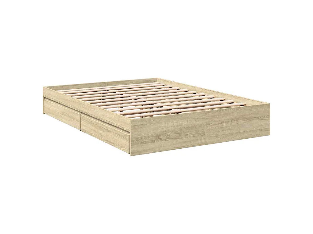 Cadre de lit avec tiroirs sans matelas chêne sonoma 120x200 cm