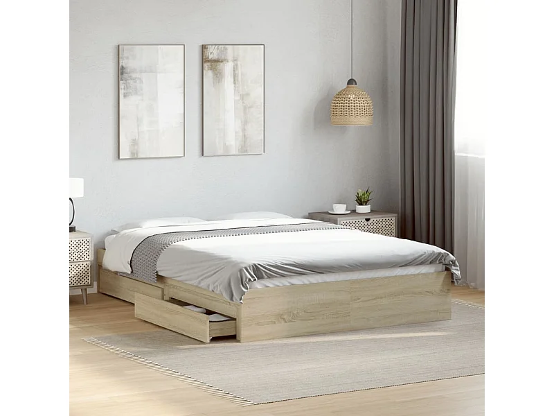 Bedframe met lades bewerkt hout sonoma eikenkleurig 120x200 cm