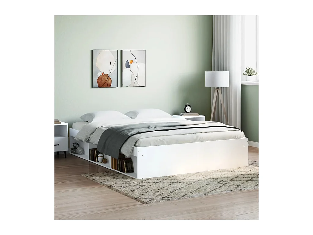 Cadre de lit sans matelas blanc 140x190 cm