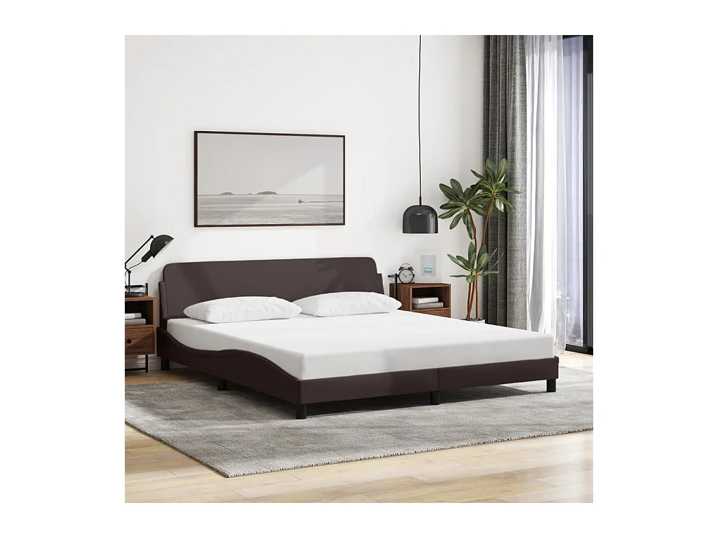 Cadre de lit sans matelas marron foncé 160x200 cm tissu